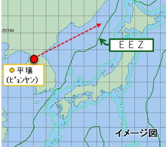 北が中距離弾道ミサイル発射　１１００キロ飛翔